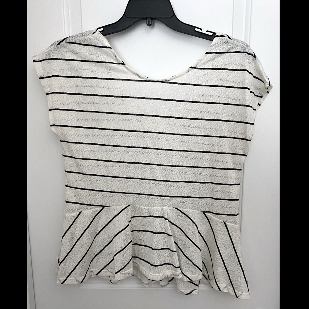 Laced Stipe Peplum Shirt